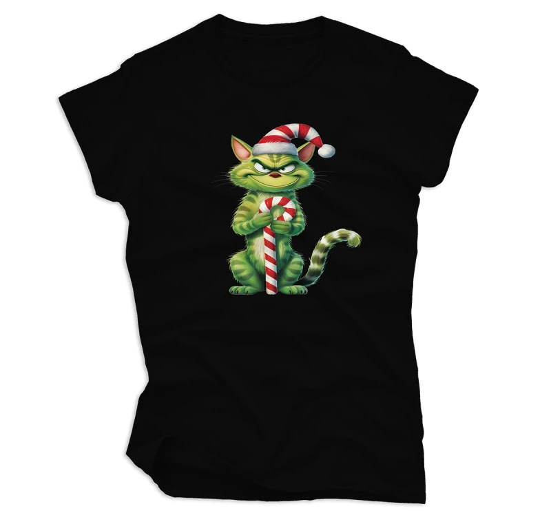 Koszulka damska czarna świąteczny grinch.webp