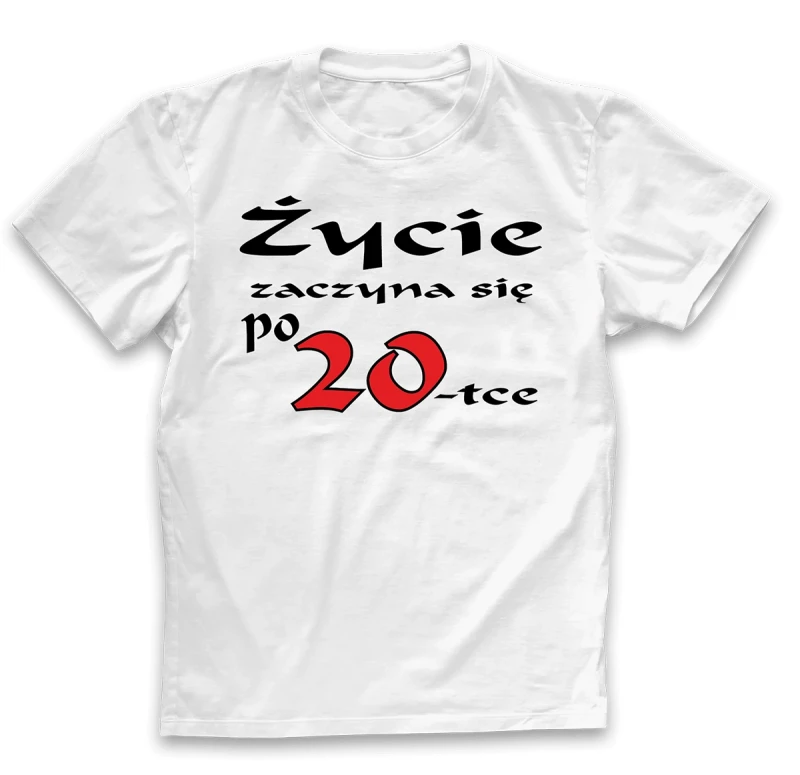 koszulka męska życia zaczyna się po 20 biała.webp