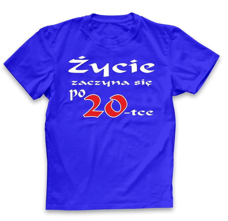 koszulka męska życia zaczyna się po 20 niebieska.webp