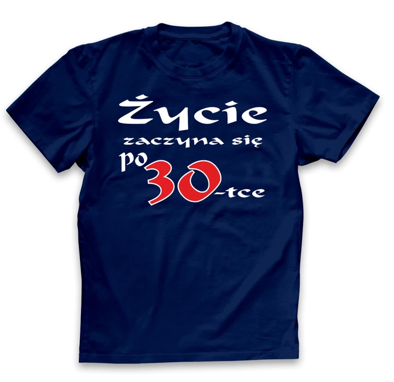 koszulka męska życie zaczyna się po 30 granatowa.webp