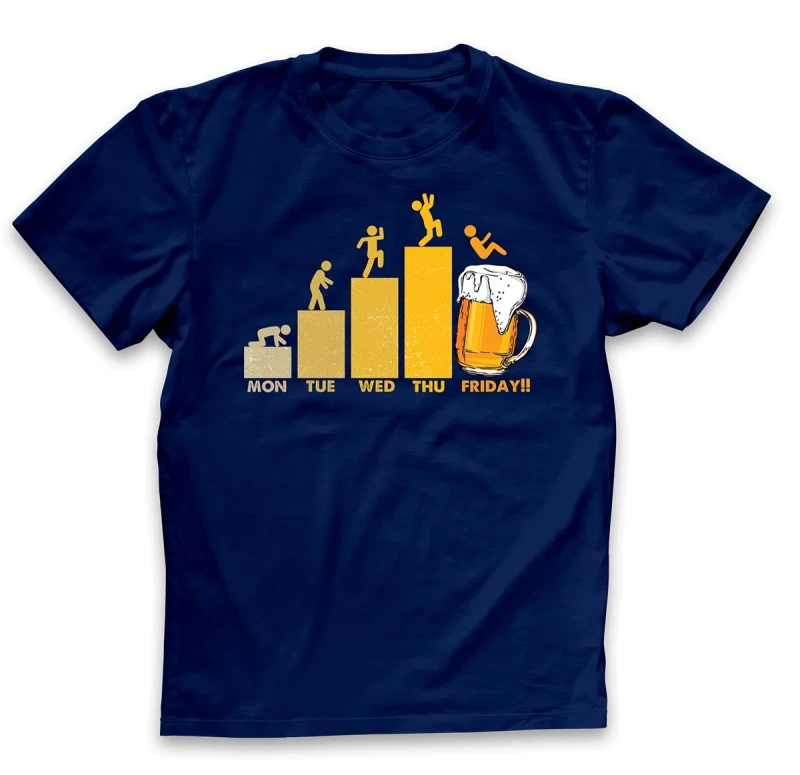 koszulka męska byle do piątku granatowa.webp