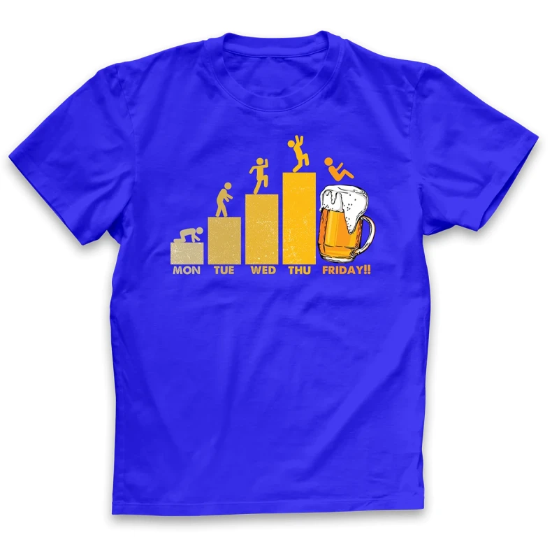 koszulka męska byle do piątku niebieska.webp