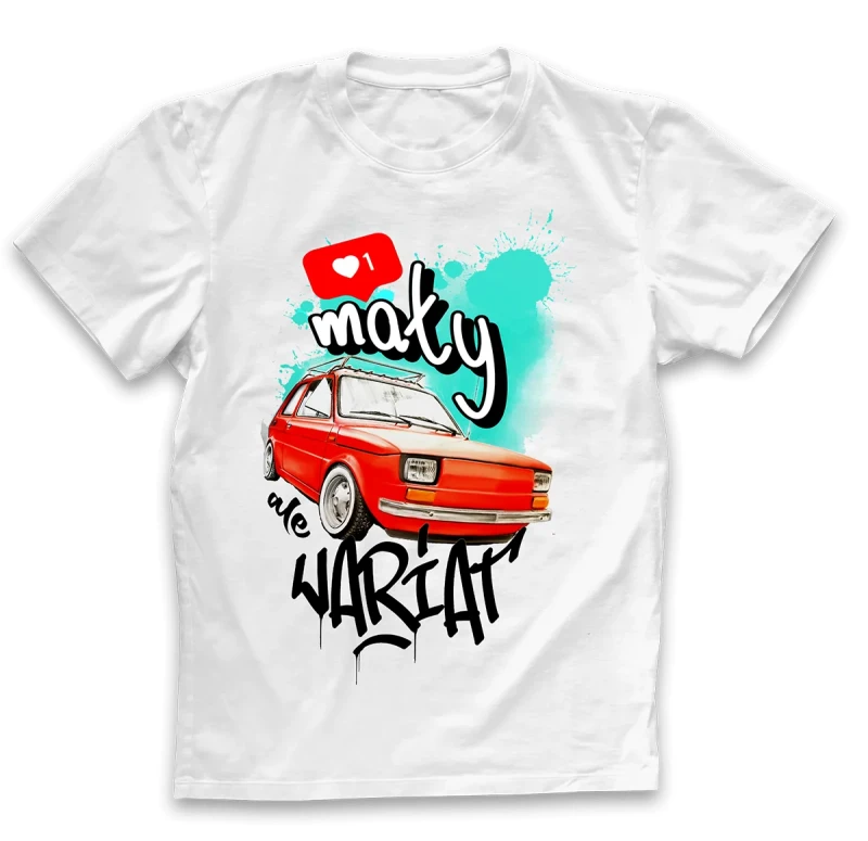 koszulka męska mały ale wariat biała.webp