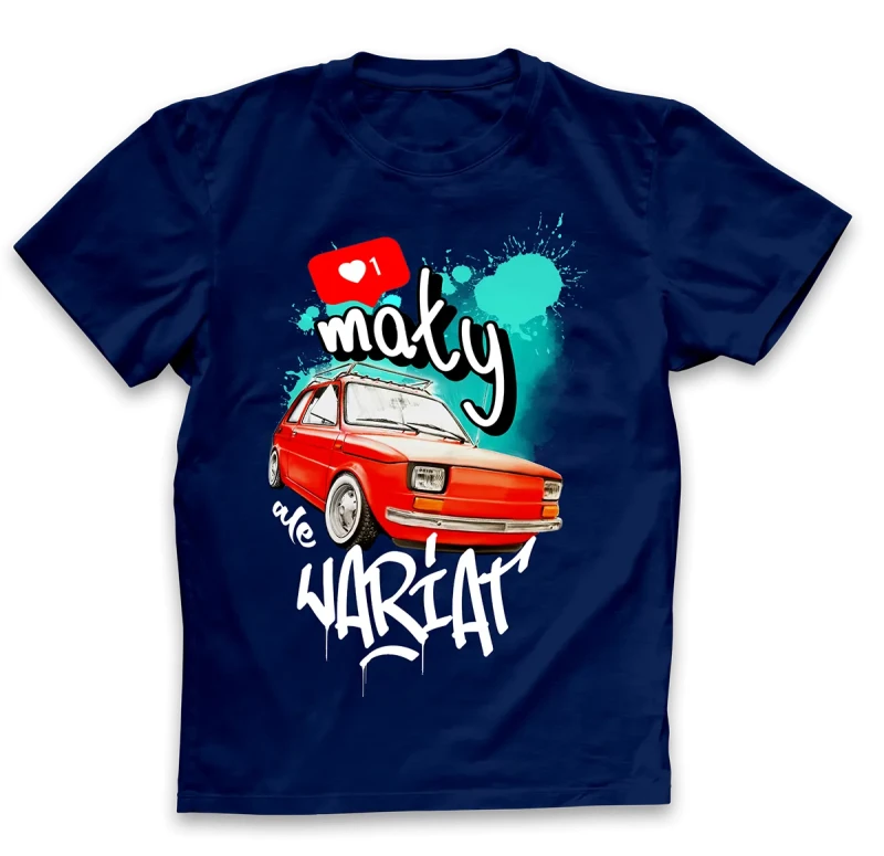koszulka męska mały ale wariat granatowa.webp