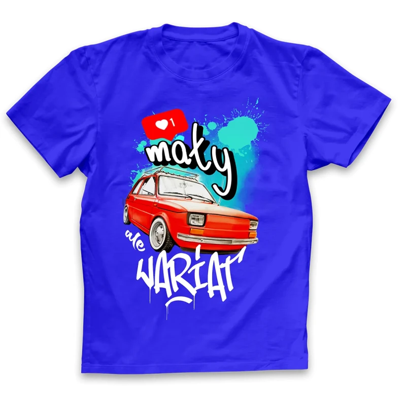 koszulka męska mały ale wariat niebieska.webp