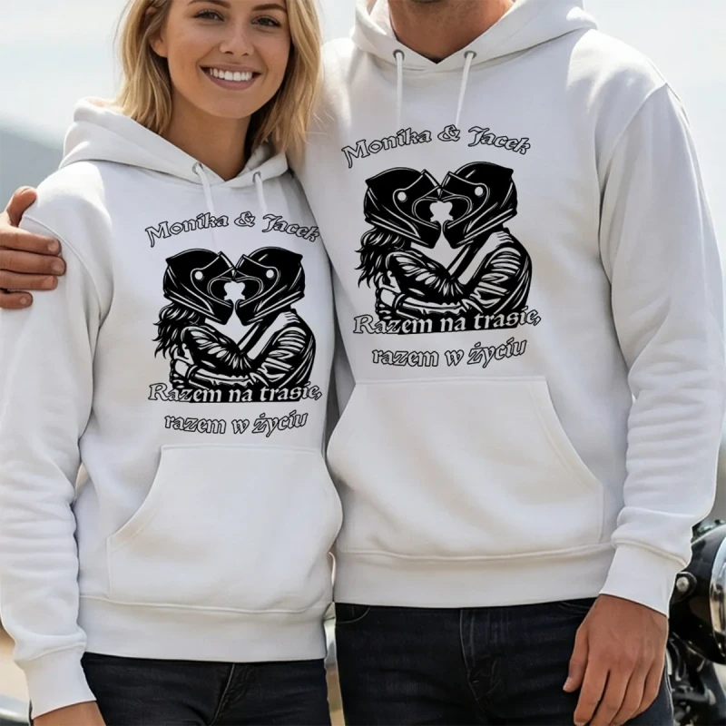 bluzy białe z kapturem Motocykliści na zawsze.webp