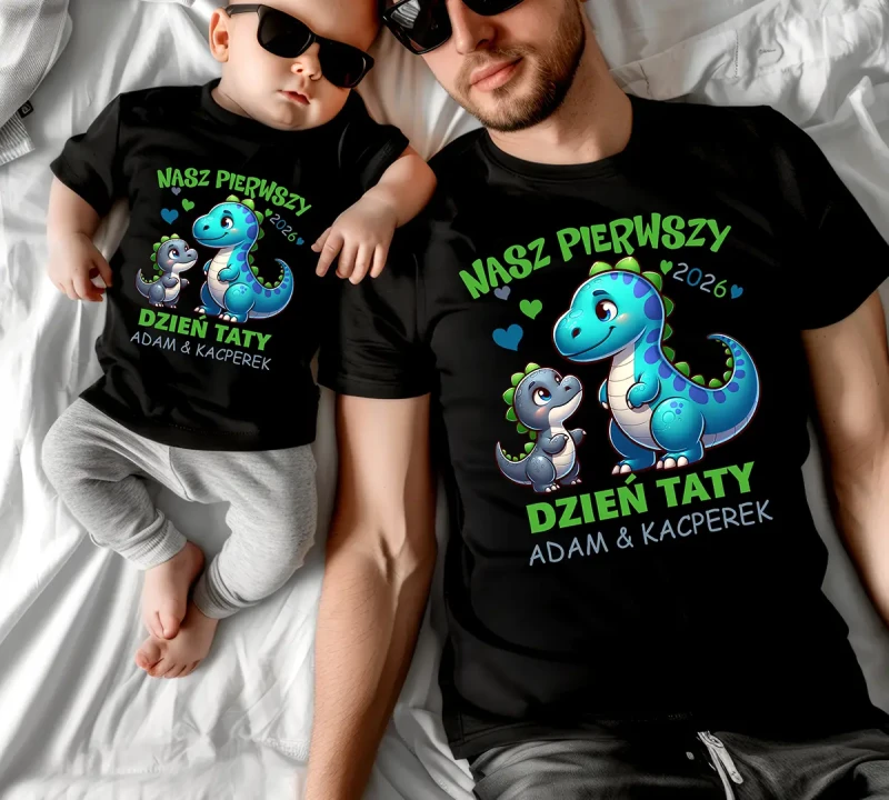 Zestaw koszulek/body Nasz pierwszy dzień taty dinusie