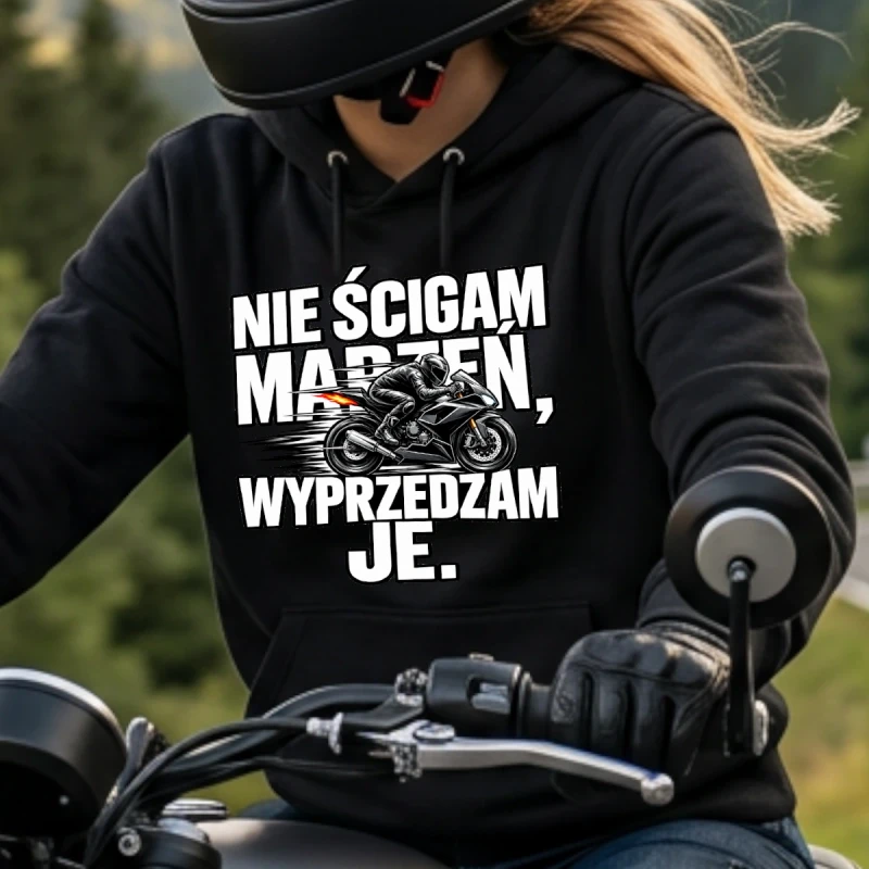 Bluza z kapturem dla motocyklistki Nie ścigam marzeń